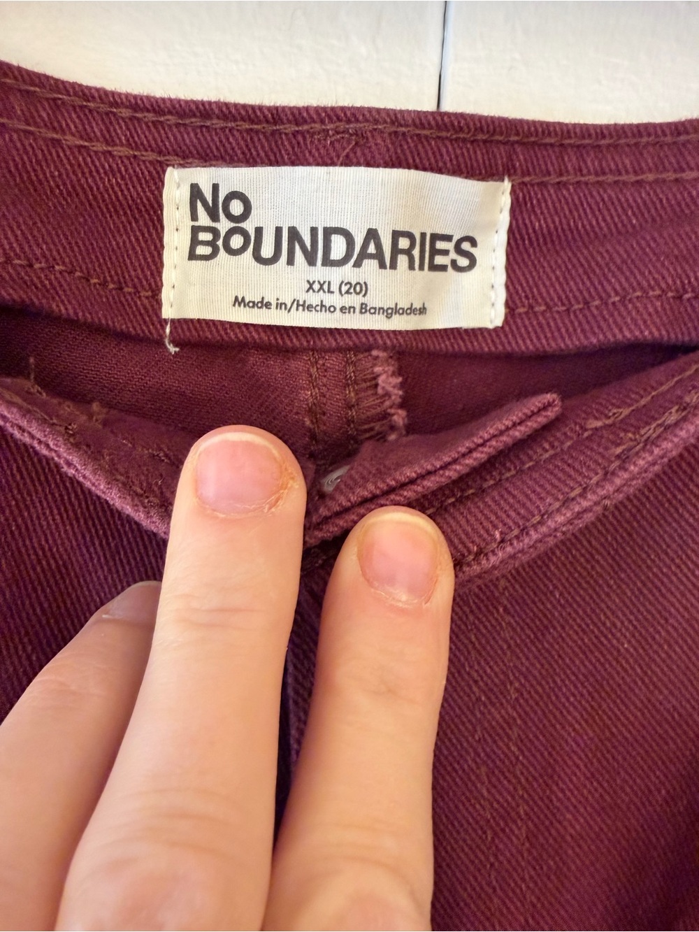 No Boundaries Women's Burgundy Wide Leg Jeans, sz XXL (20) - Picture 3 of 7
